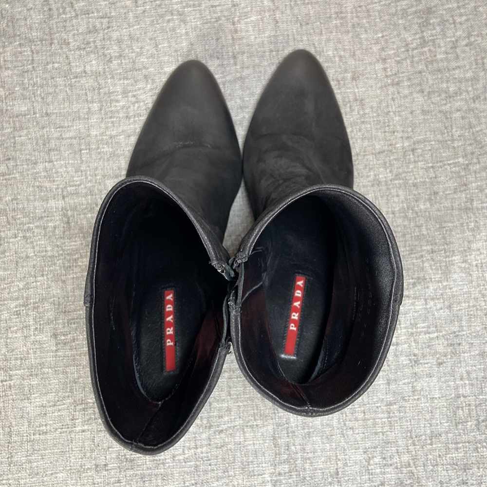 Prada Black Textured Ankle Boots - Picture 9 of 9